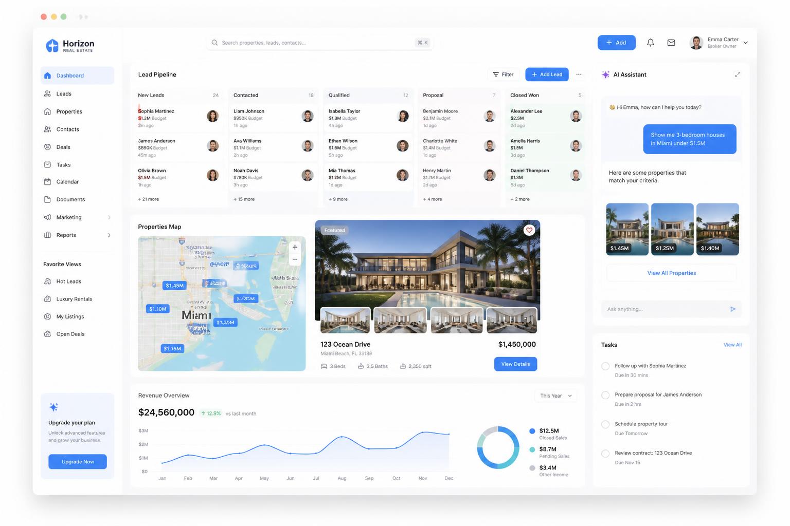 Интерфейс продукта AI Real Estate OS
